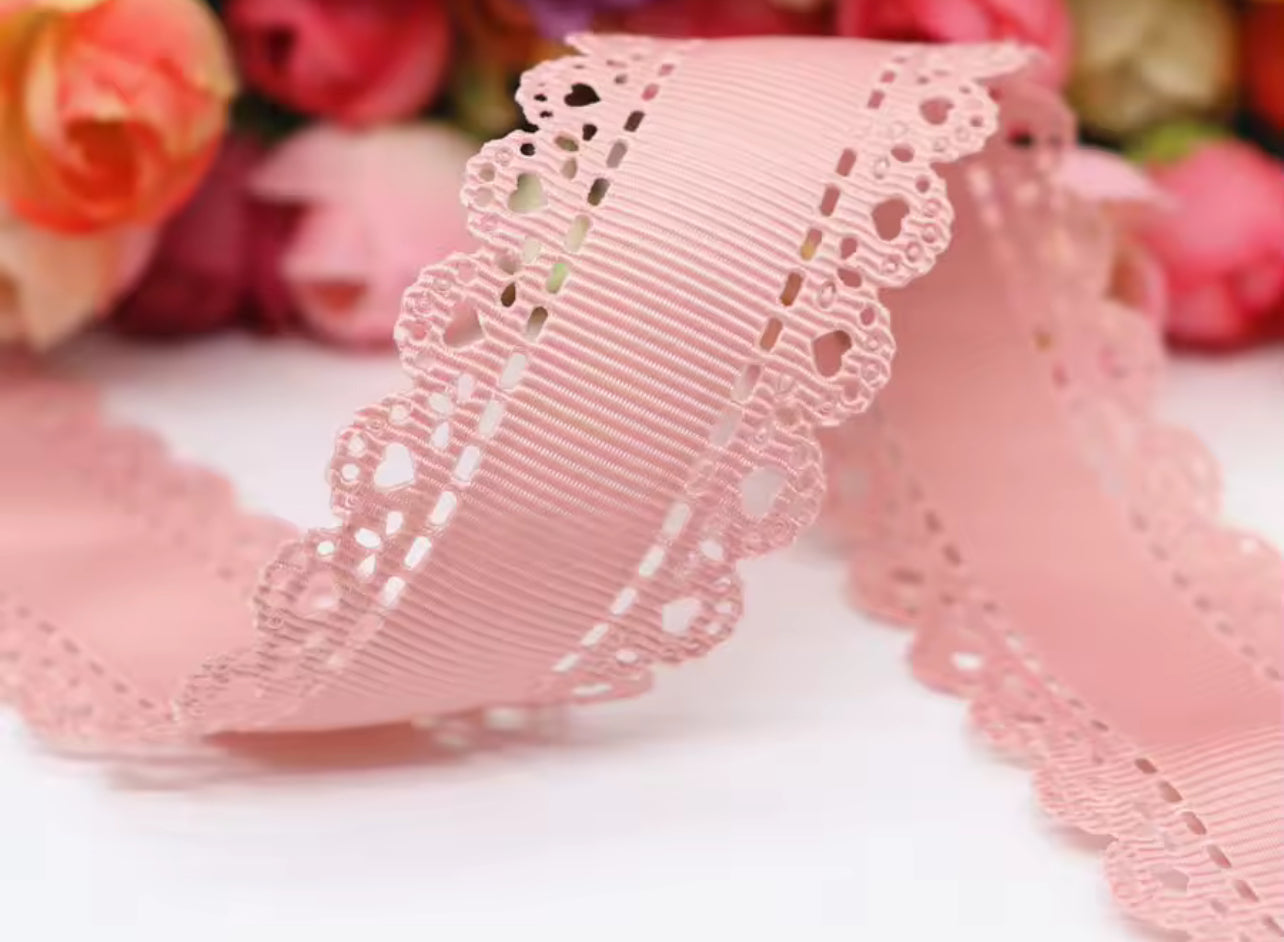 White ribbon bow with lace
