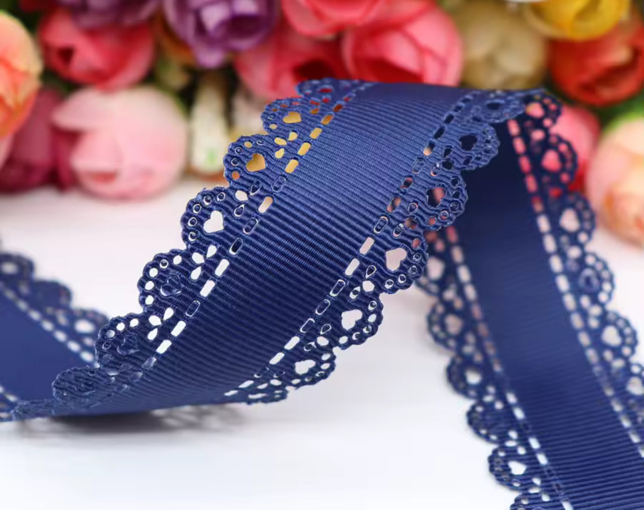 White ribbon bow with lace
