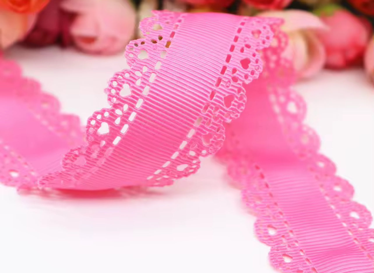 White ribbon bow with lace