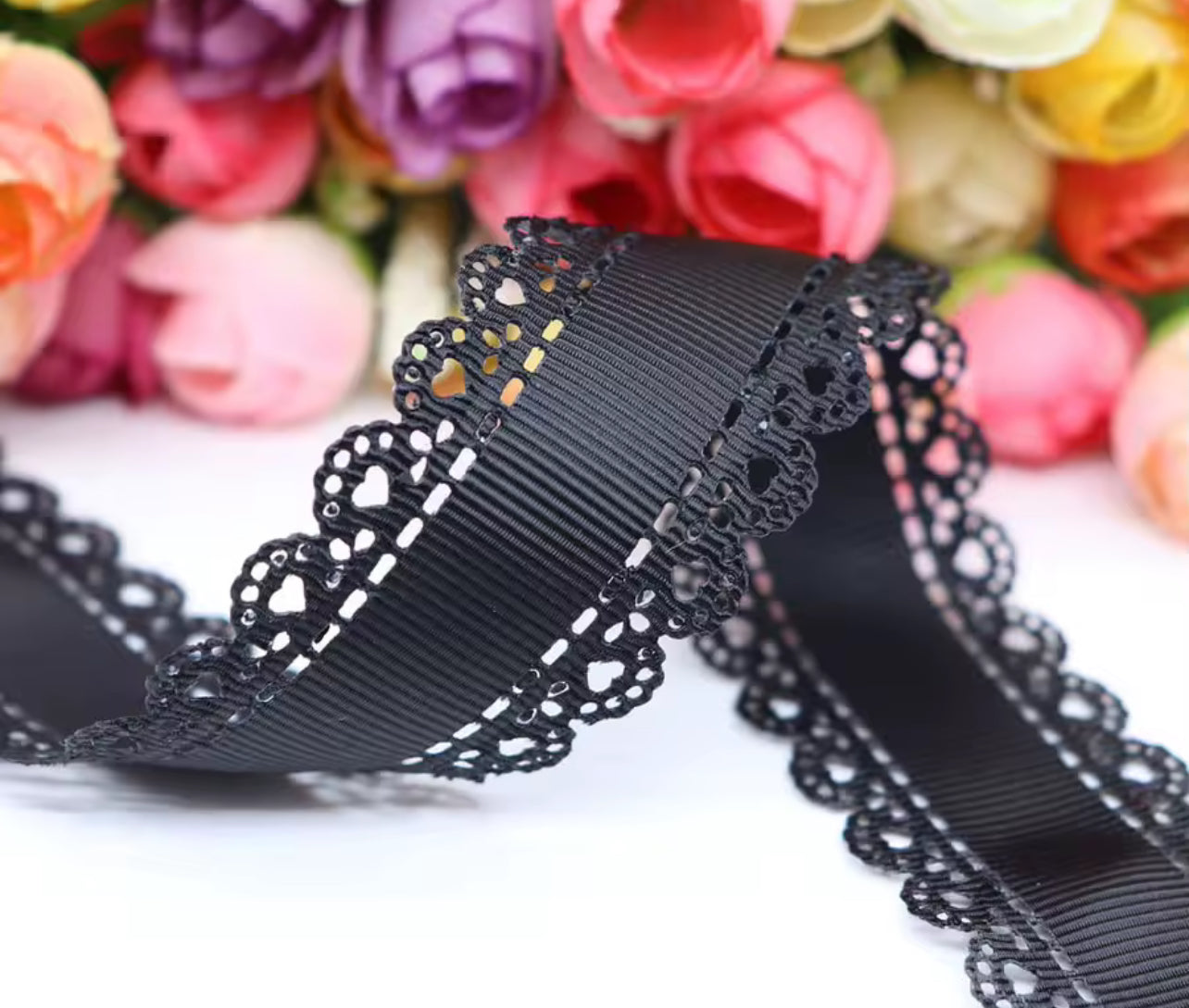 White ribbon bow with lace