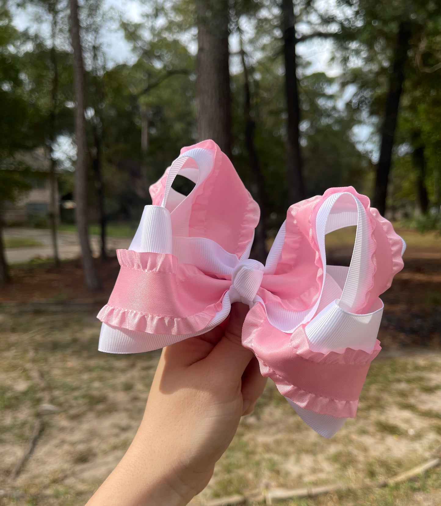 Stacked ruffled ribbon
