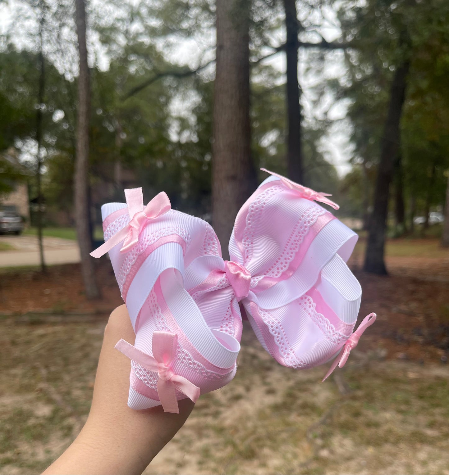 Silk and lace ribbon bow