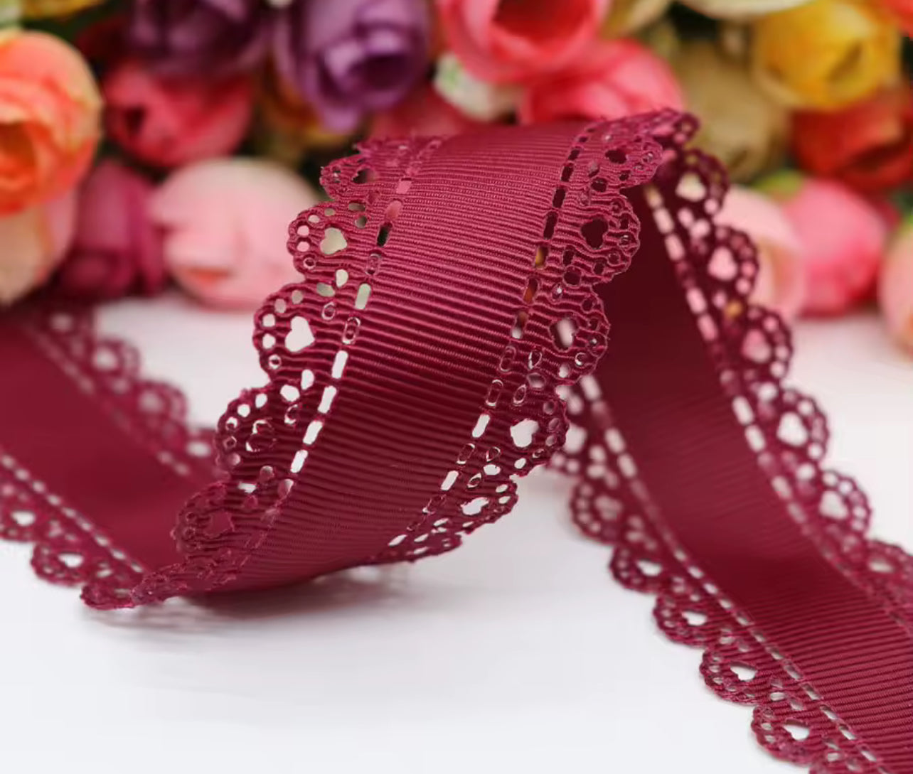 White ribbon bow with lace